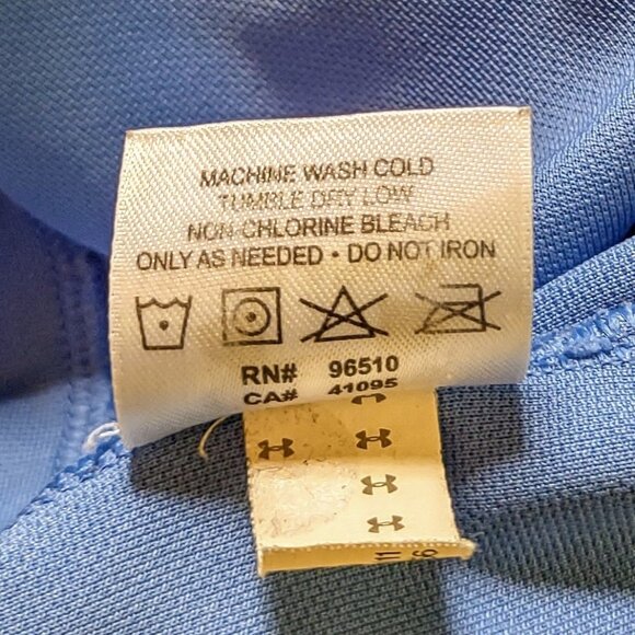 Under Armour HeatGear Loose Polo Shirt Blue White Mens Size XL Logo Side Split - Picture 7 of 7